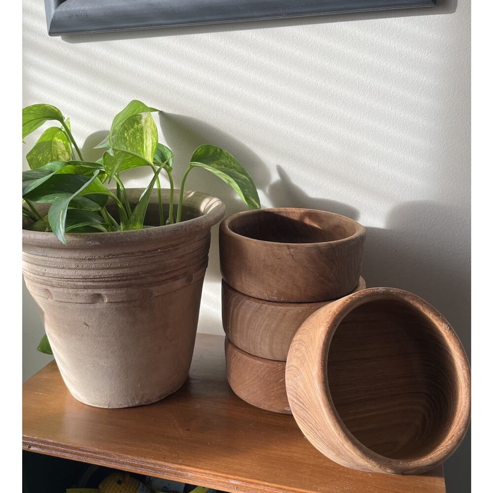 4” X 1” Wooden Bowls Set Of 4